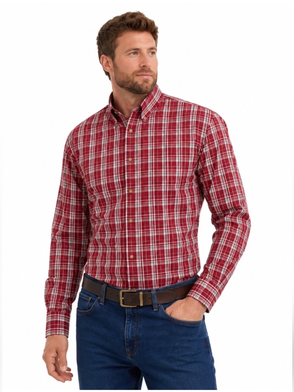 Wrangler Shirt XL Red and White Plaid